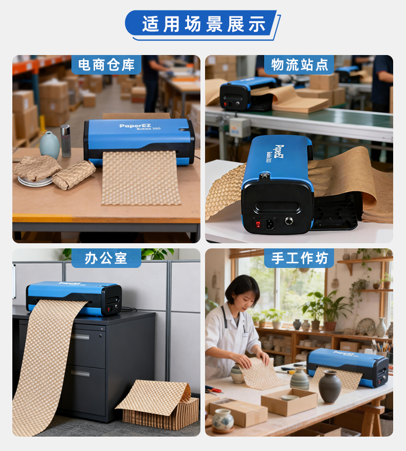 PaperEZ 压泡纸机(Bubble Machine)PZB-300适配场景展示